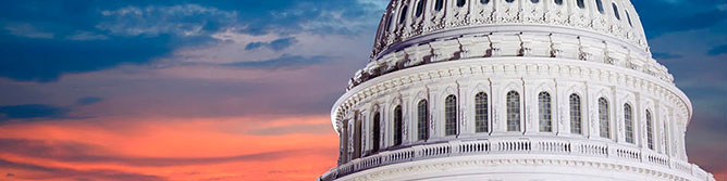 Washington capital building at dusk.