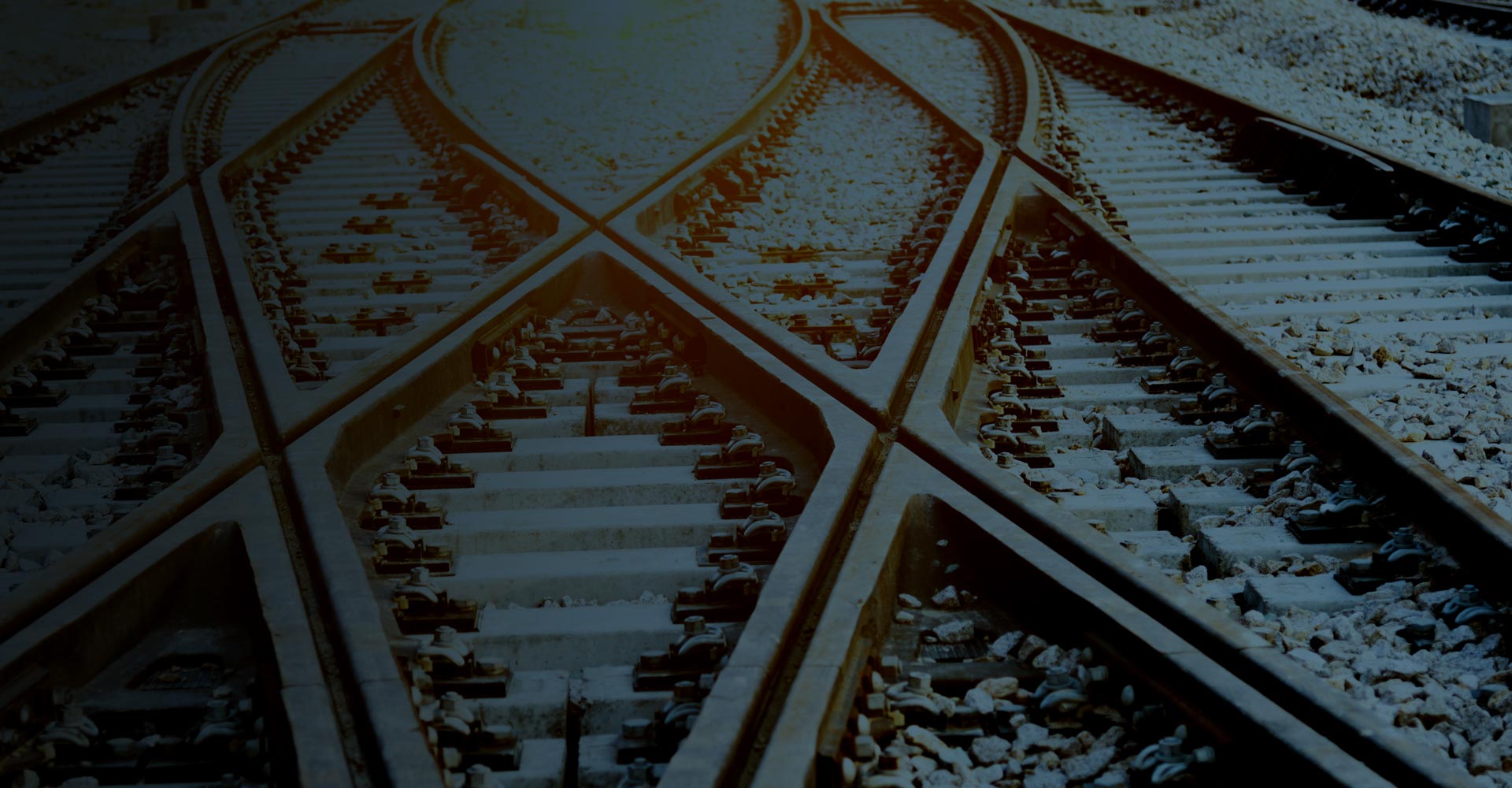 Closeup of train tracks crossing